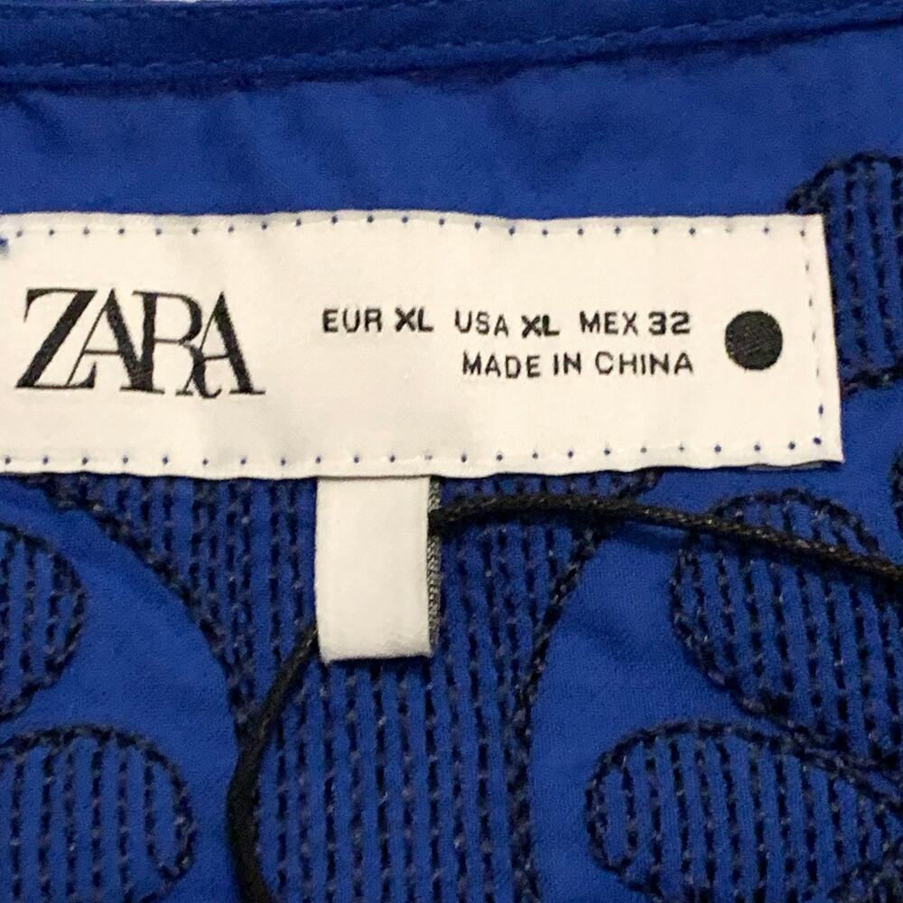 Zara Womens  NEW Embroidered Short Dress Tunic Cobalt Blue XL Bloggers Fave BOHO - Picture 3 of 14